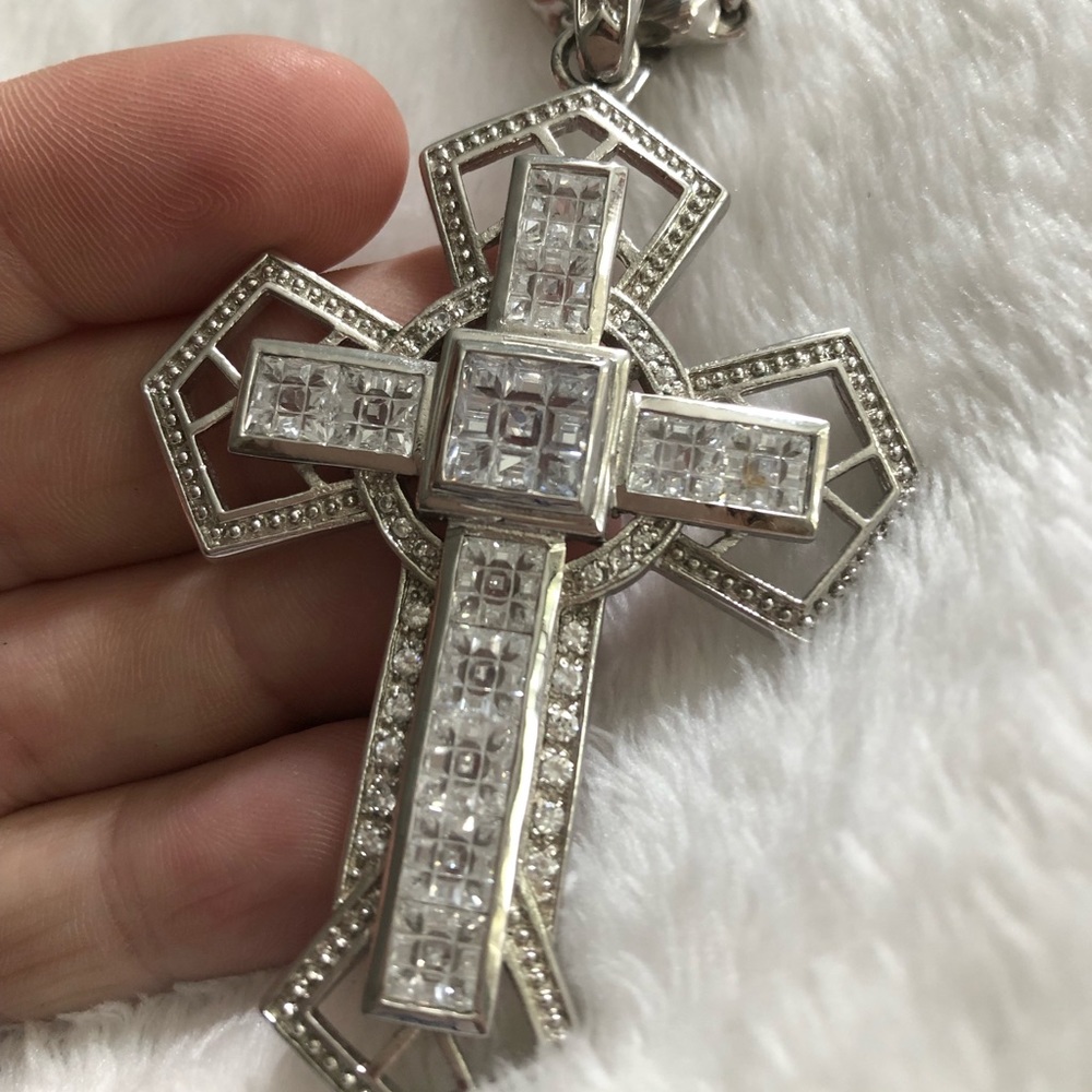 Sterling Silver 925 large cross necklace